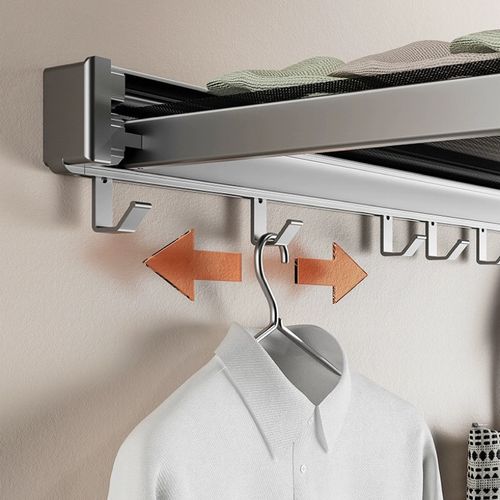 Invisible Foldable Wall Mount Drying Rack No Drill Thick Aluminum Retractable Towel Shelf Flat Dry Shoes Socks Underwear Storage for Balcony Bathroom