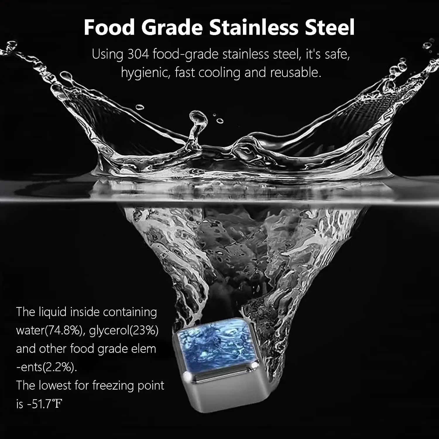 Reusable 304 Stainless Steel Whiskey Chilling Stones, No Liquor Dilution, Avoid Water Source Secondary Pollution, Home Bar Party Cooling Accessories with Ice Tongs