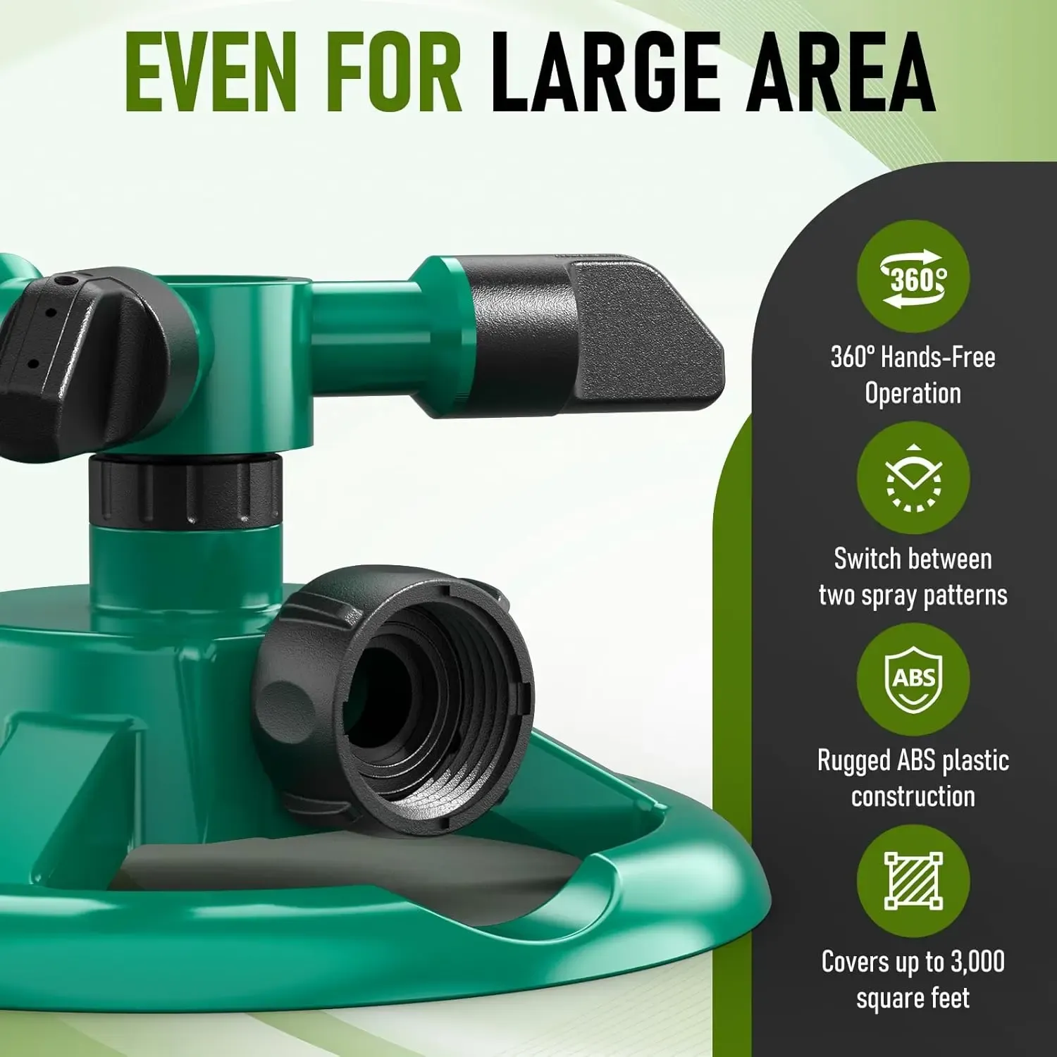 360 Degree Auto Rotating Lawn Sprinkler Heavy‑Duty ABS Dual‑Mode Large Coverage Yard Garden Irrigation Device for Kids & Pets Water Play