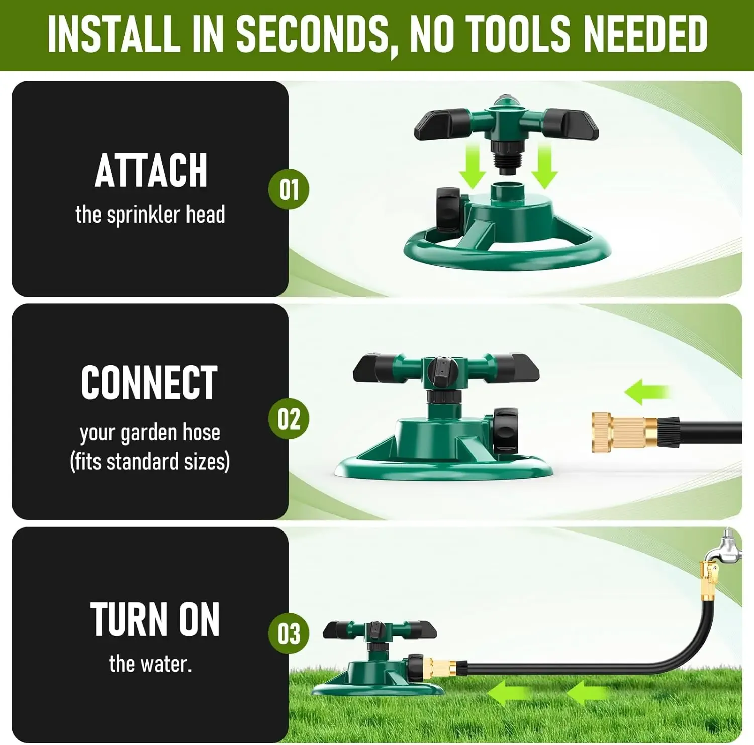 360 Degree Auto Rotating Lawn Sprinkler Heavy‑Duty ABS Dual‑Mode Large Coverage Yard Garden Irrigation Device for Kids & Pets Water Play