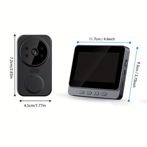 Wireless No‑WiFi Visual Smart Doorbell,4.3 Inch Monitor Two‑Way Intercom Infrared Night Vision Home Security Video Doorbell