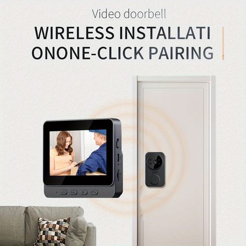 Wireless No‑WiFi Visual Smart Doorbell,4.3 Inch Monitor Two‑Way Intercom Infrared Night Vision Home Security Video Doorbell