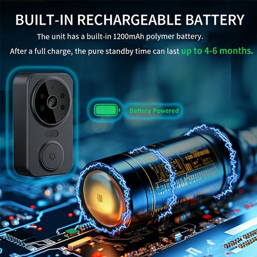 Wireless No‑WiFi Visual Smart Doorbell,4.3 Inch Monitor Two‑Way Intercom Infrared Night Vision Home Security Video Doorbell