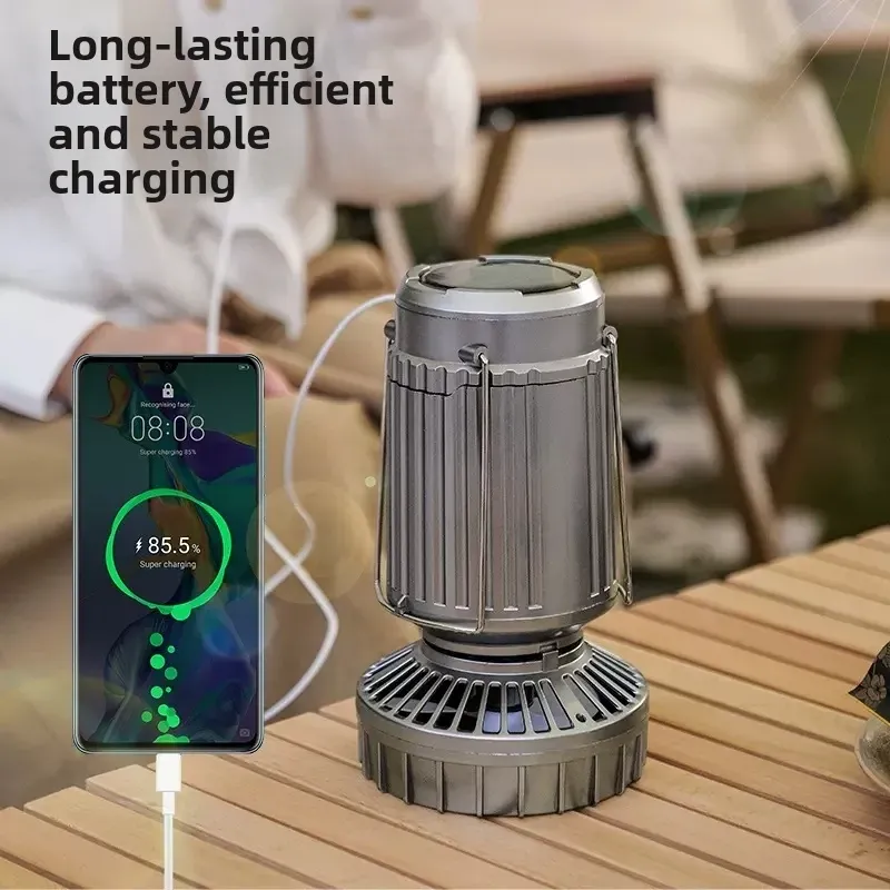 Multi‑Function Solar Bluetooth Fan Camping Lantern With Fan Speaker Emergency Power Bank Hand‑Hanging Light For Camping Fishing
