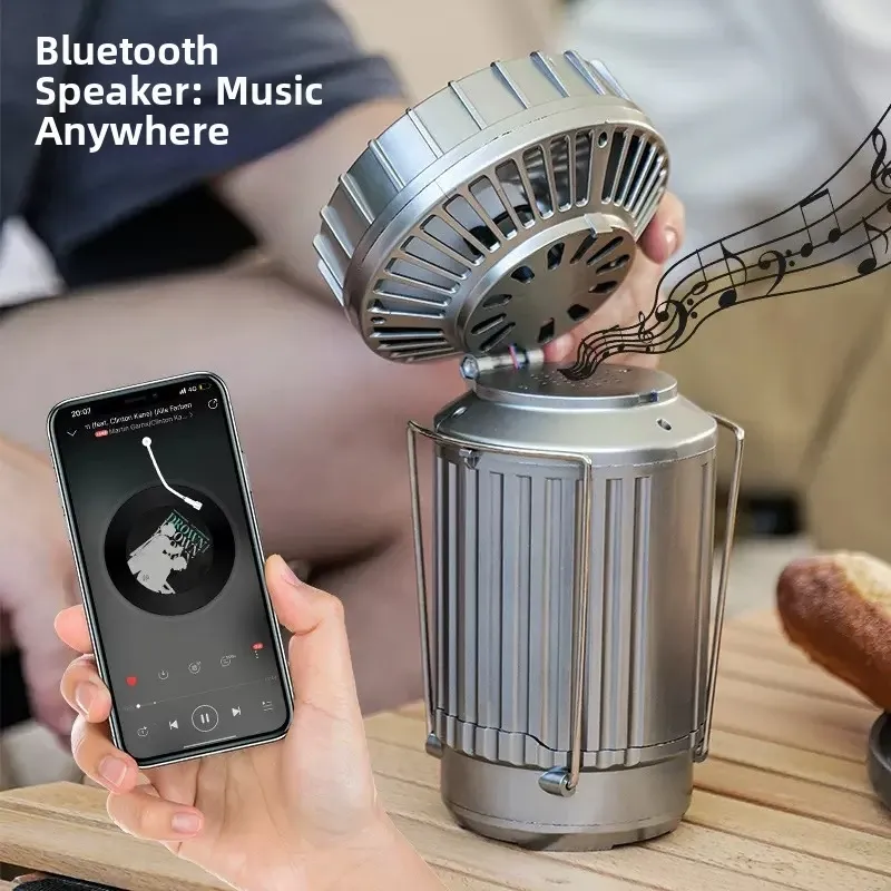 Multi‑Function Solar Bluetooth Fan Camping Lantern With Fan Speaker Emergency Power Bank Hand‑Hanging Light For Camping Fishing