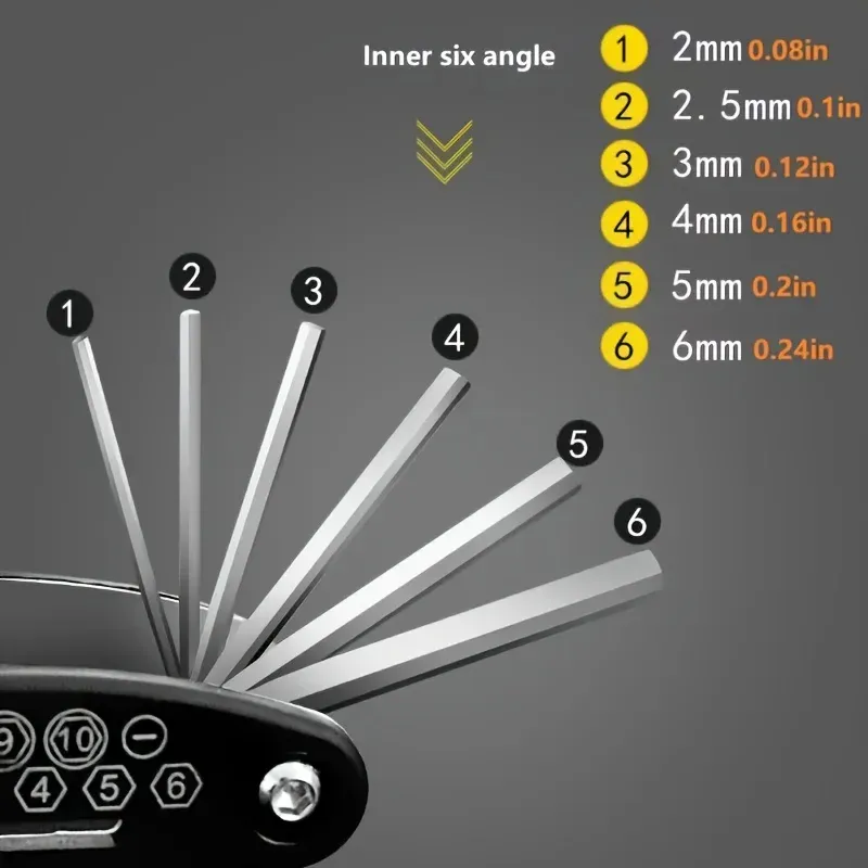 16‑in‑1 Folding Multi‑Tool Portable Steel Repair Kit for Bicycle Motorcycle Furniture Household Maintenance