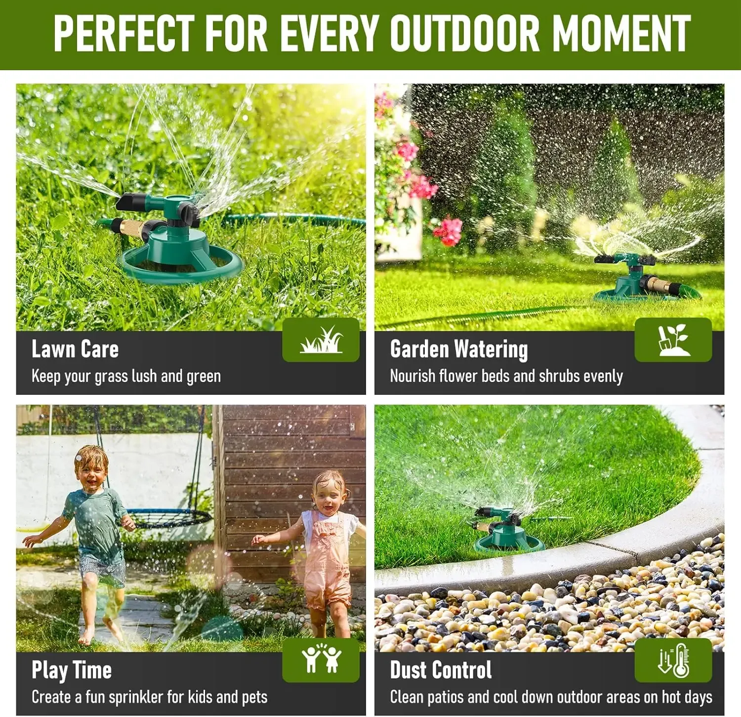 360 Degree Auto Rotating Lawn Sprinkler Heavy‑Duty ABS Dual‑Mode Large Coverage Yard Garden Irrigation Device for Kids & Pets Water Play