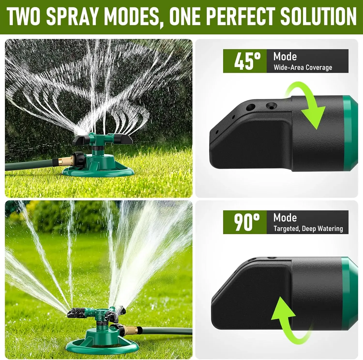 360 Degree Auto Rotating Lawn Sprinkler Heavy‑Duty ABS Dual‑Mode Large Coverage Yard Garden Irrigation Device for Kids & Pets Water Play