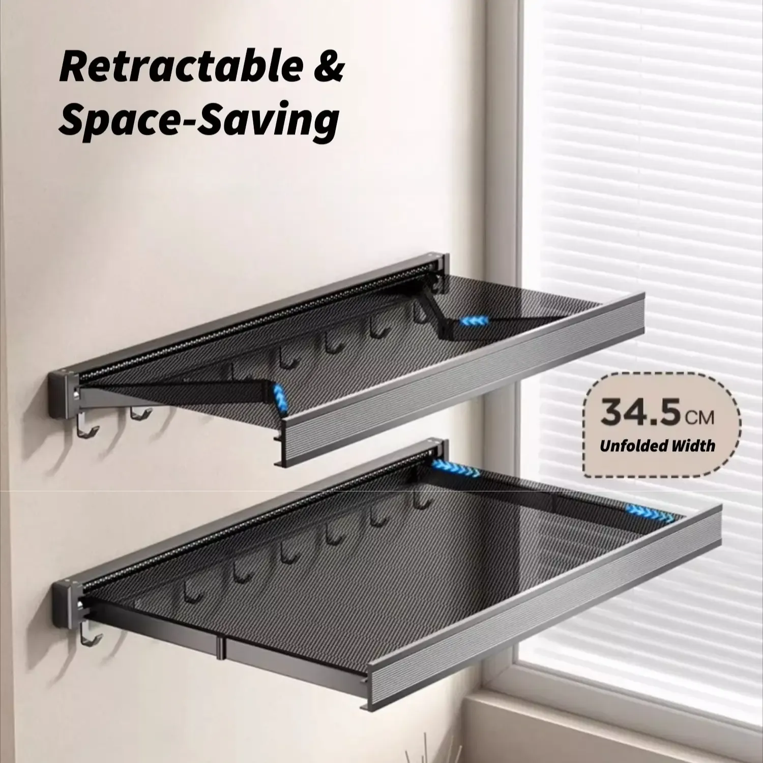 Invisible Foldable Wall Mount Drying Rack No Drill Thick Aluminum Retractable Towel Shelf Flat Dry Shoes Socks Underwear Storage for Balcony Bathroom