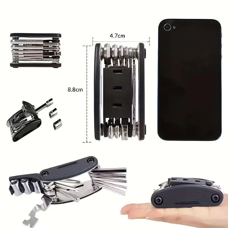 16‑in‑1 Folding Multi‑Tool Portable Steel Repair Kit for Bicycle Motorcycle Furniture Household Maintenance