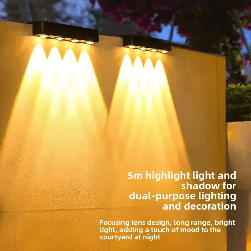 Solar Wall Washer Light IP65 Waterproof 10‑Color Decor Wall Lamp No Wiring For Courtyard Fence