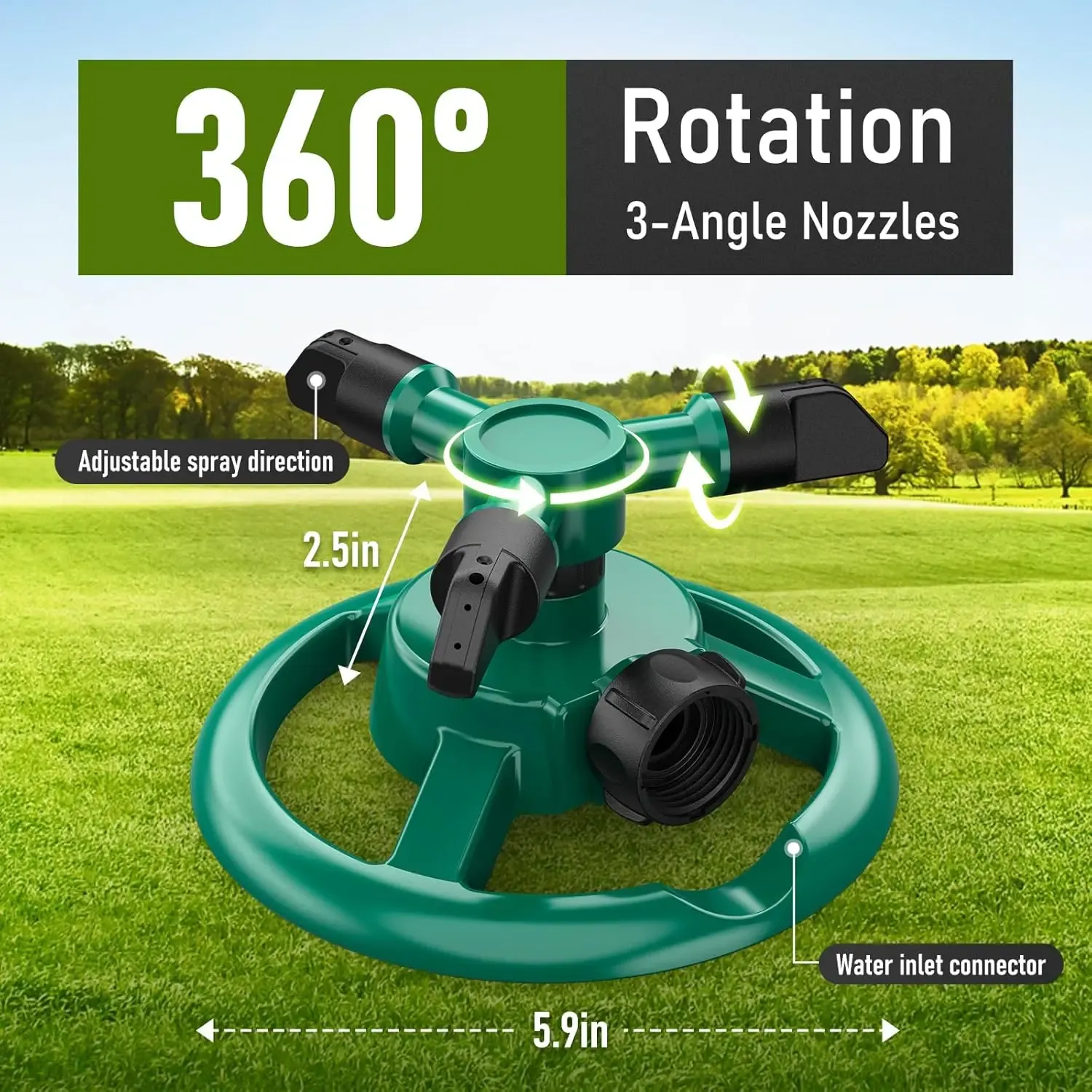 360 Degree Auto Rotating Lawn Sprinkler Heavy‑Duty ABS Dual‑Mode Large Coverage Yard Garden Irrigation Device for Kids & Pets Water Play