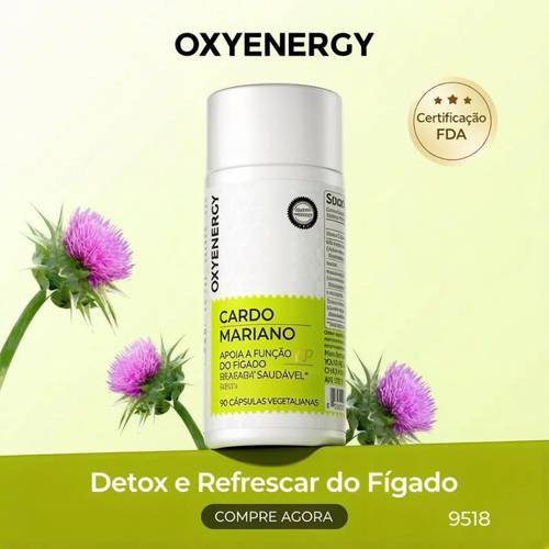 Oxyenergy Cardo Mariano Desintoxicação do Fígado e Limpeza do Cólon, Suporte Natural para a Saúde do Fígado com Raiz de Kudzu, Cúrcuma, Inositol, Metionina, Vitamina C, 90 Cápsulas - Presente para o Dia do Pai