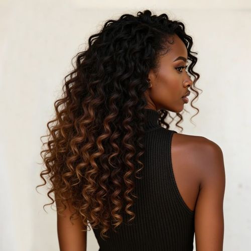 Glueless Ombre Honey Golden Brown Side Part Curly Wig Lace Front Human Hair Wigs