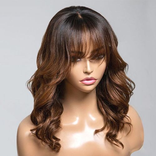 Brown wavy layered wig