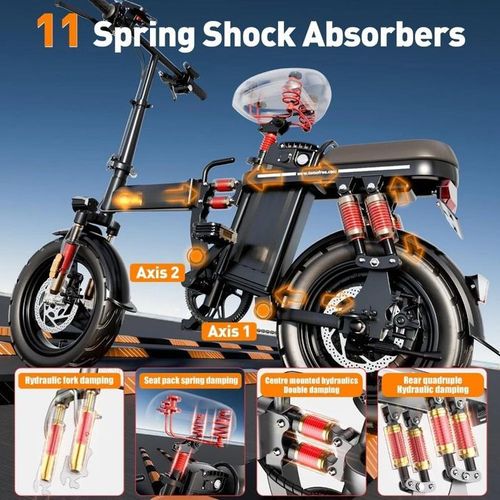 Vélo Électrique pour Adultes, Ebike Pliable 16'' avec Batterie Amovible 48V 20Ah, Vitesse 25MPH pour Vélo Électrique de Ville