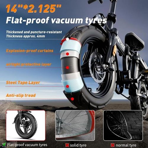 Vélo Électrique pour Adultes, Ebike Pliable 16'' avec Batterie Amovible 48V 20Ah, Vitesse 25MPH pour Vélo Électrique de Ville