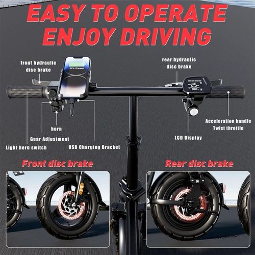 Vélo Électrique pour Adultes, Ebike Pliable 16'' avec Batterie Amovible 48V 20Ah, Vitesse 25MPH pour Vélo Électrique de Ville