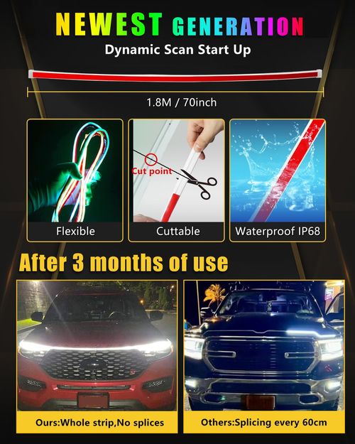 🔥Hot Seller🔥 COD！12V Waterproof Car LED Hood Light Strip - Flexible Daytime Running Lights for Vehicles
