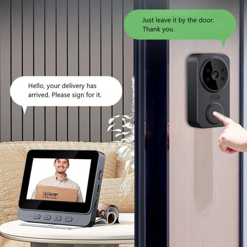 🔥Hot Seller🔥 COD！High-Definition Video Surveillance Smart Doorbell with 4.3-Inch Screen, Peephole Doorbell, Two-Way Video Smart Doorbell