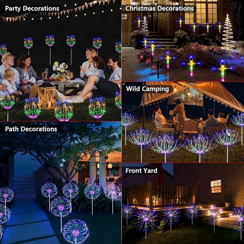 🔥Hot Seller🔥 COD！Solar-Powered Firework Lights: LED Ground-Mounted, Outdoor, Waterproof, Courtyard and Garden Christmas Decorative Lights—Create a Luxurious, Atmospheric Ambiance