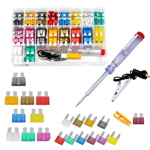 🔥Hot Seller🔥 COD！Cross-Border 306-Piece Automotive Fuse Blade Set: Small, Medium, and Mini Zinc-Plated Plug-In Fuses and Voltage Tester Kit