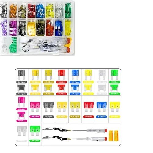 🔥Hot Seller🔥 COD！Cross-Border 306-Piece Automotive Fuse Blade Set: Small, Medium, and Mini Zinc-Plated Plug-In Fuses and Voltage Tester Kit