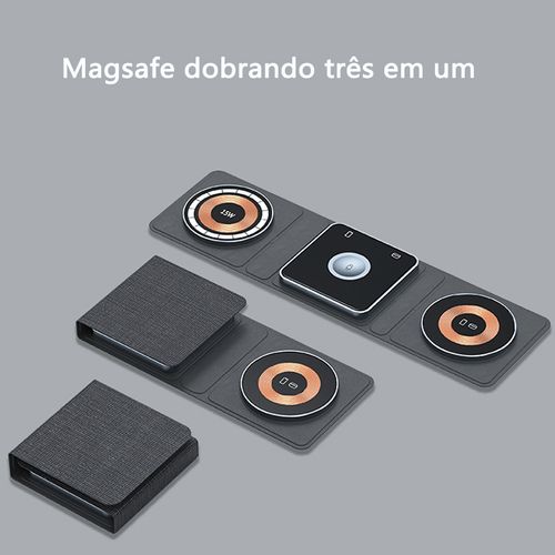 Dobrável Magsafe Transparente Magnético Sem Fio Carregamento Multifuncional 3-em-1 Carregador Sem Fio