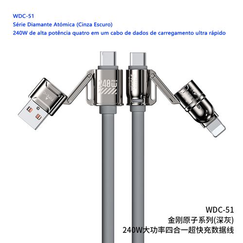 Quatro em um cabo de dados móvel de carregamento super rápido