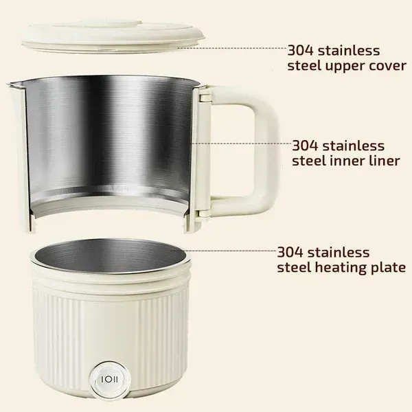 Pot électrique pliable multifonctionnel en acier inoxydable