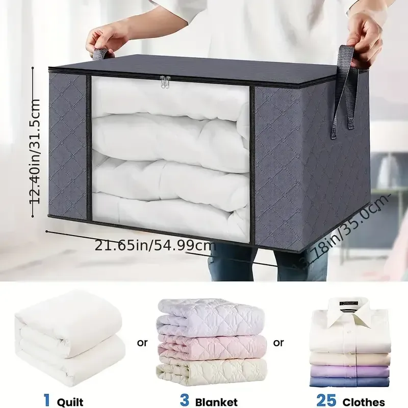 Lot de 3 bacs de rangement pliables en tissu tissé gris de grande capacité