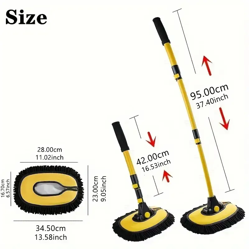 Brosse de Nettoyage Auto en Microfibre à Manche Long Télescopique – Brosse Chenille à Longueur Réglable (Accessoires Auto)