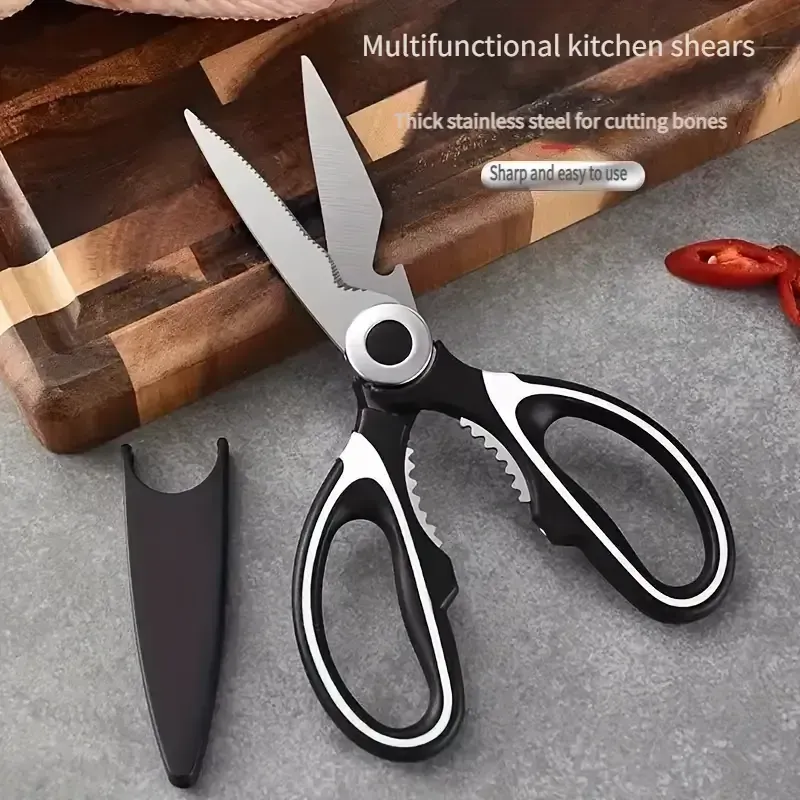 Kitchen Scissors, Poultry Shears, Kitchen Shears, Kitchen Fish Bone Scissors, Multifunctional Stainless Steel Chicken Bone Scissors For Duck Fish, Food Scissors, Kitchen Meat Scissors, Nut Opener, Bottle Opener, Kitchen Accessories