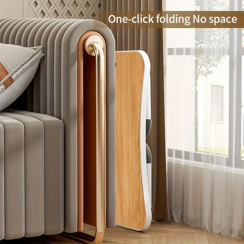Table de chevet portable ultra large pour ordinateur portable – Support de plateau multifonctionnel avec porte-gobelet et tiroir, USB, ventilateur et lumière – Parfait pour manger, lire et écrire sur les lits, les canapés, les sols – Stable, durable et pliable