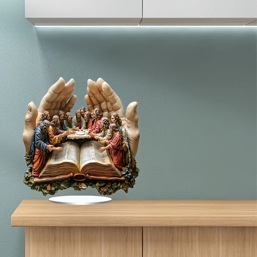 Statue de main en prière bohème 1 pièce - La Cène Décoration d'art religieux pour table, 7,87 po. x 7,26 po
