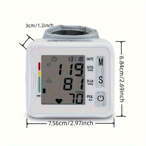 Tensiomètre au poignet TAIKON avec écran LCD, brassard réglable, détection du pouls et alerte de battements cardiaques irréguliers – Fonctionne sur piles (piles non incluses), mesure de la pression artérielle | Affichage complet | Lecture audio