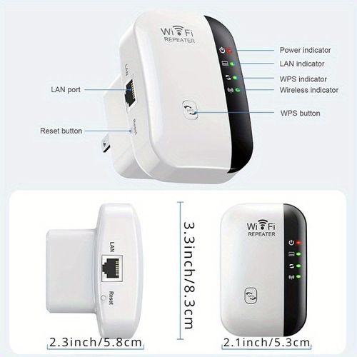 1pc Extensor WiFi Amplificador de Sinal de Até 2640 pés quadrados A Mais Nova Geração, Repetidor de Internet Sem Fio, Amplificador de Longo Alcance com Porta Ethernet, Ponto de Acesso, Configuração de 1 Toque, Compatível com Alexa N300 100g 287125988