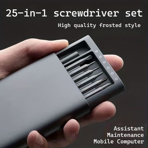 Jeu de tournevis de précision 25 en 1, outils de réparation multifonctions pour démontage de téléphones portables et tablettes, plastique durable, non chargé, avec différentes têtes de vis.