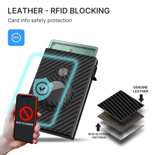 Slim Carbon Fiber Leather Wallet （black）