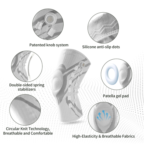 White Dial Adjust Knee Brace 1-pcs