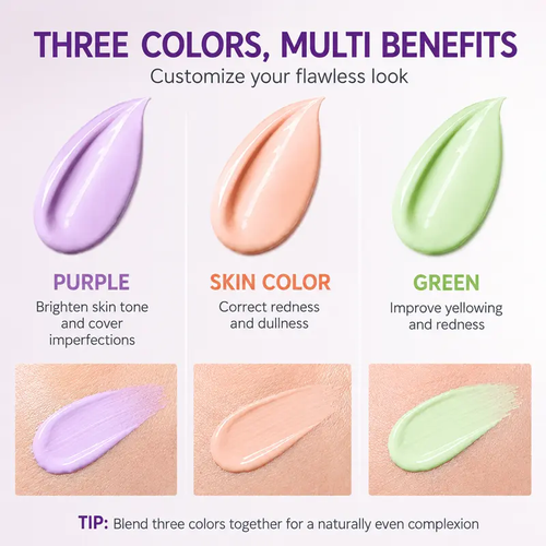Three-Color Protective Isolation Cream with SPF 50 Coverage,2-packs