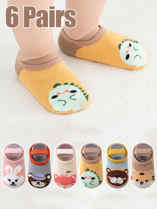 6 Pairs Kids Socks, Baby Toddler Non-Slip Indoor Floor Socks