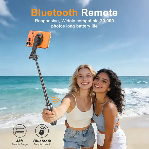 4-in-1 Magnetic Selfie Stick with Remote for Cell Phone 360° Rotation.