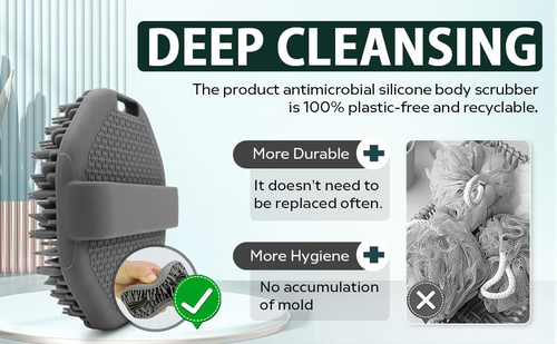 Soft Silicone Body Scrubber Shower Brush 2-packs