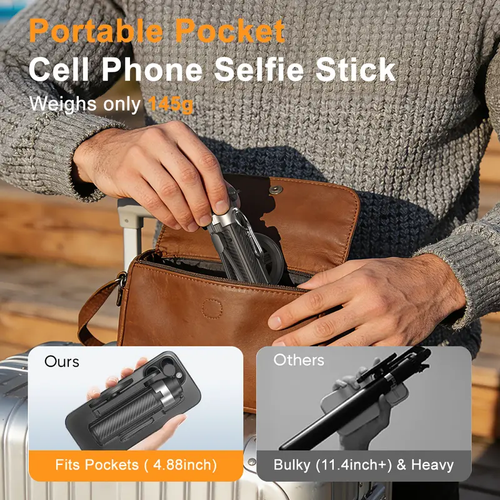 4-in-1 Magnetic Selfie Stick with Remote for Cell Phone 360° Rotation.