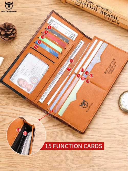 Men's Business Fashion Patchwork Pattern Long Wallet