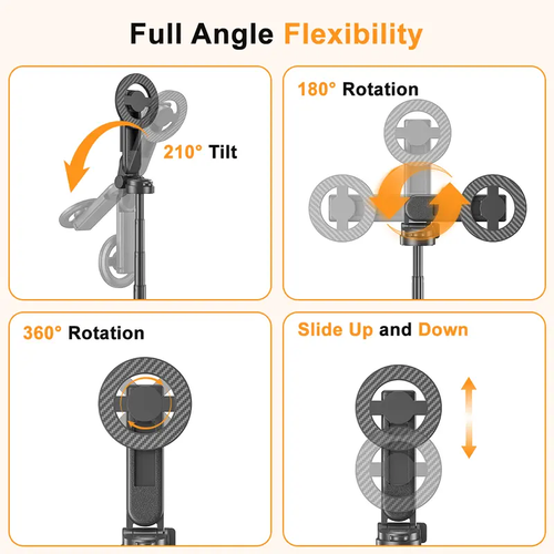 4-in-1 Magnetic Selfie Stick with Remote for Cell Phone 360° Rotation.