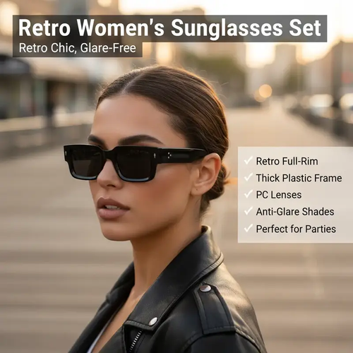 2-Piece High Quality Retro Full-Rim Modern Sunglasses Set