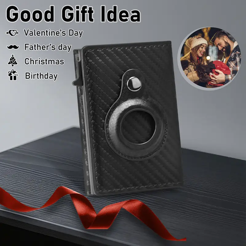 Slim Carbon Fiber Leather Wallet （black）