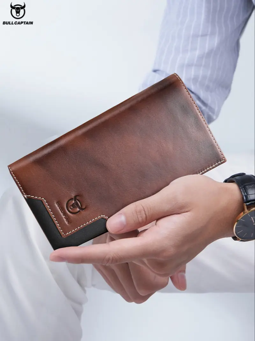 Men's Business Fashion Patchwork Pattern Long Wallet